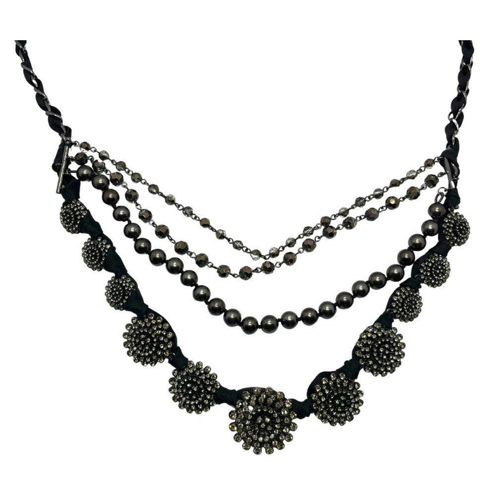 1377 Talbots Multistrand Necklace Black - Picture 2 of 3